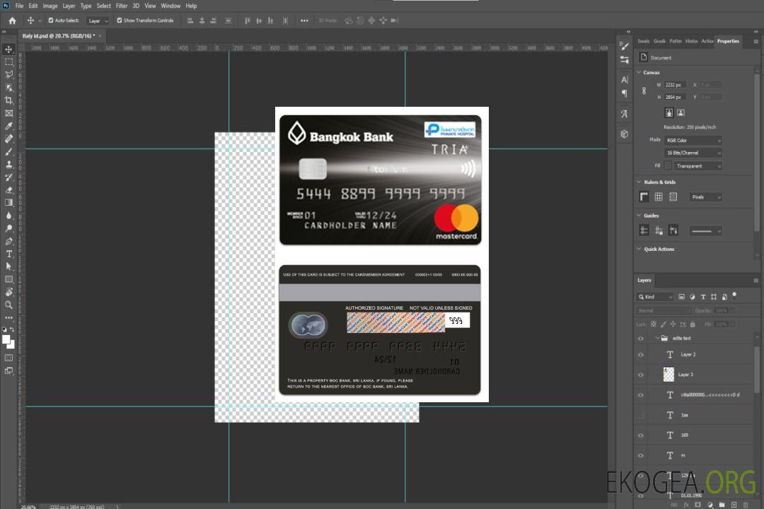 Mastercard en titane de la Thaïlande Bangkok Bank template